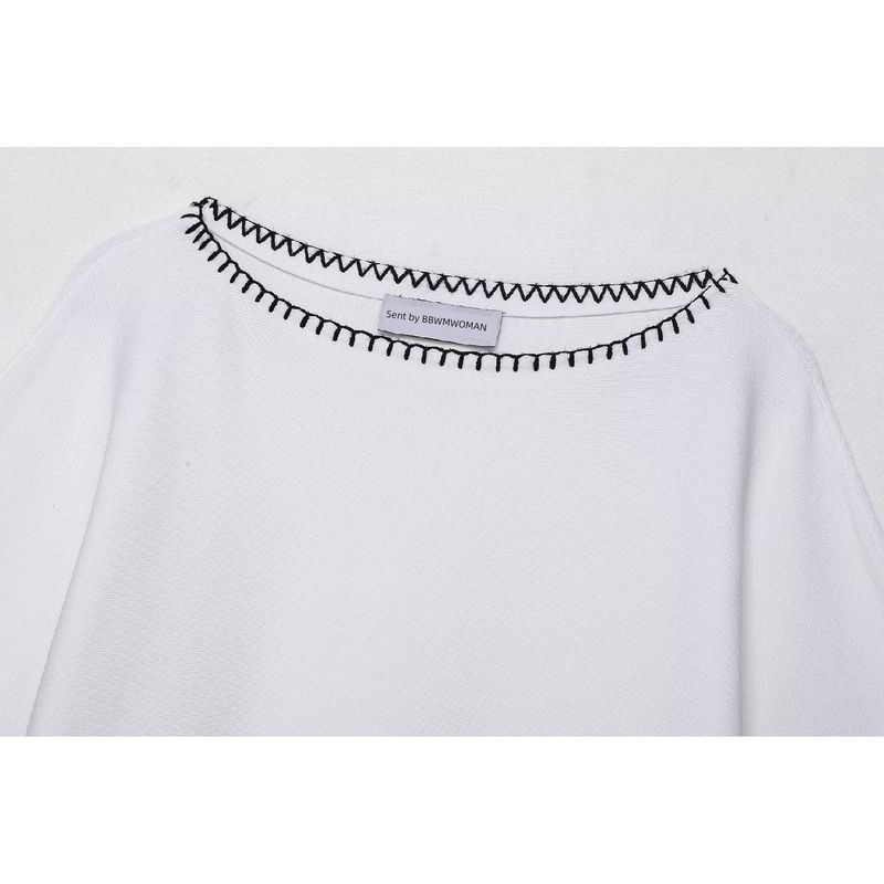 Araltay New Arrival Fashion Style Women's Clothing Fashion All-Match Minimalist Contrast Color Embroidered Knitwear Tops 2142121