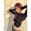 Zhou Jieqiong Short Tops Strap Long-Sleeved T-shirt Chest Pad