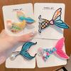 Girls New Side Clip Children's Sweet Bangs Clip Girl Baby Cute Embroidered Mermaid Style Line Up Performance Hair Card Headwear