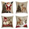 Short Plush Christmas Pillow Cover 45x45cm Sofa Cushion Cover  Xmas Home Decoration