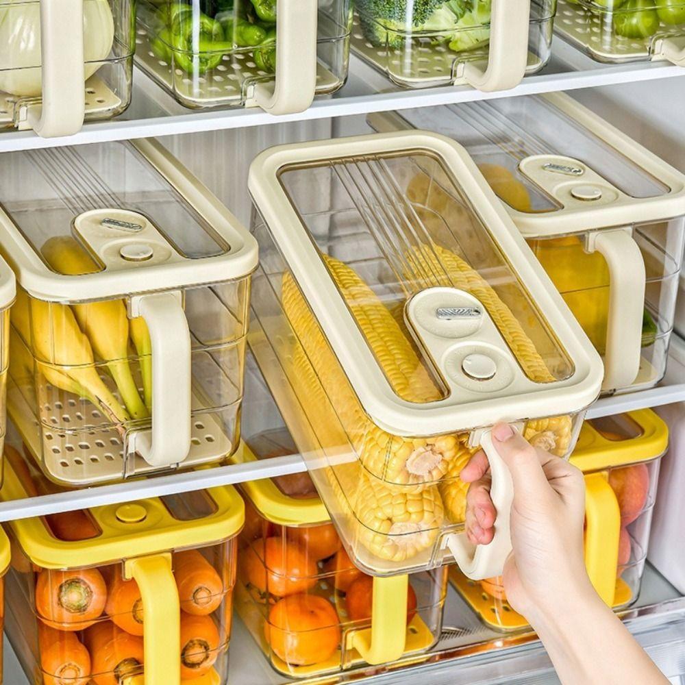 Kunststoff Kühlschrank Aufbewahrungsbox Versiegelt Stapelbar Lebensmittel Frischhaltebox Platzsparend Großes Fassungsvermögen Lebensmittel Aufbewahrungsbehälter