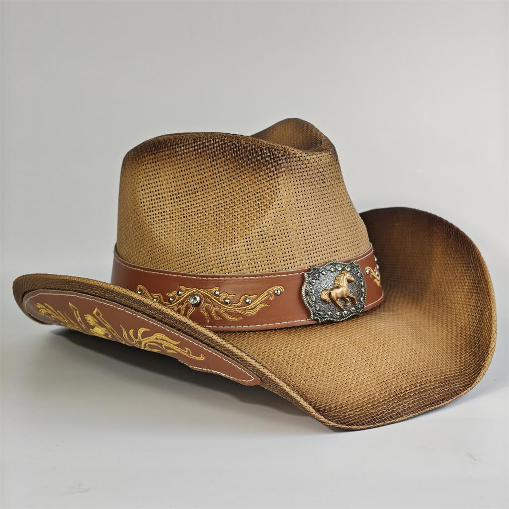 Embroidery Horse Accessories Straw Cowboy Hat For Women Men – Western Sun Hat For Country Concert Rodeo And Cowgirl Hat