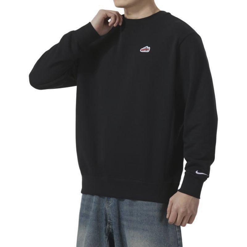 Nike Embroidered Small Logo Crew Neck Sweatshirt Men Tops Black FZ5203-010