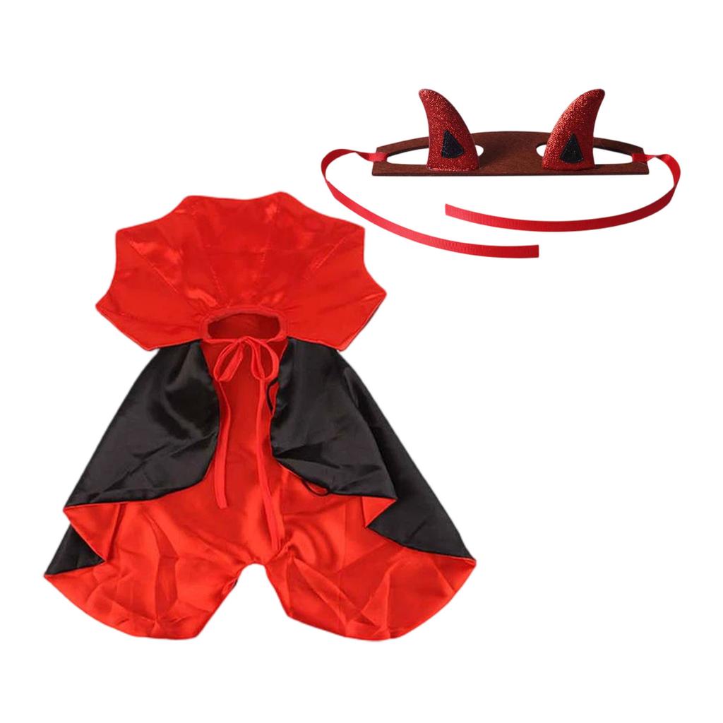 Pet Halloween Costume Cape for Small To Medium Dogs and Cats, Reversible Black and Red with Purple Option