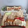 Deer with Red Scarf Winter Decor Bedding Duvet Cover Set Duvet Cover Pillowcases  (1*Duvet Cover 2*Pillowcases, without duvet insert)