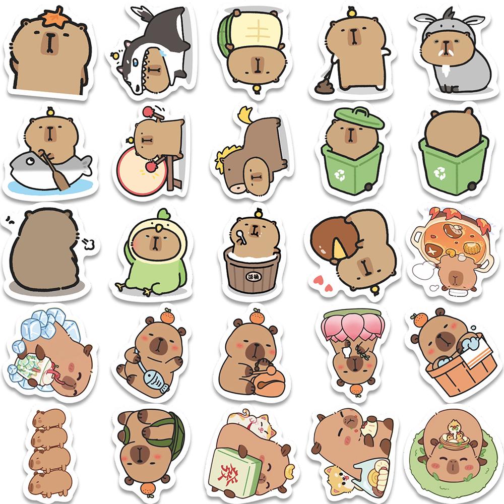 10/30/55pcs Funny Capybara Cartoon Animal Stickers Cute Graffiti Sticker for Kids Toy DIY Notebook Suitcase Phone Decals Packing