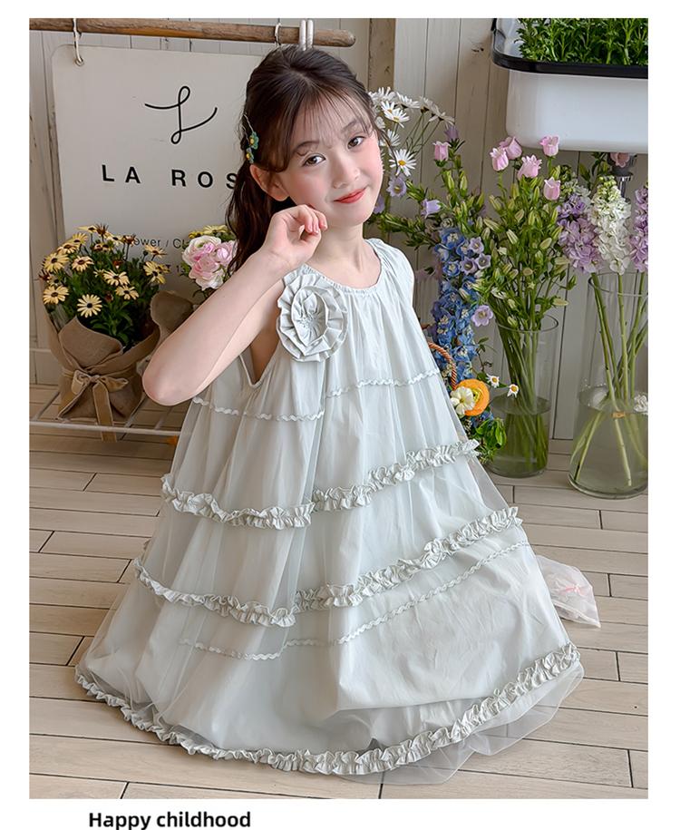 Girls' dress summer new style girls' thin cotton flower bud princess dress fashionable and stylish children's summer dress