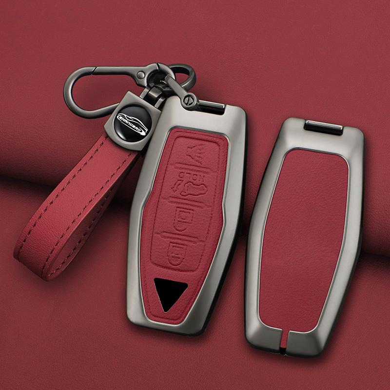 Zinc Alloy Leather Car Key Key Case For Mitsubishi Outlander Key Fob Car Key Case Key Chain