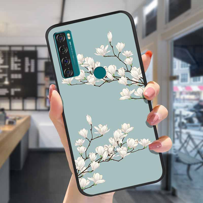 For TCL 20S Cases 20L 20se 20L+ 3D Relief Floral Silicone Emboss Covers For TCL 20S Back Cases Protective Coques Fundas TCL 20SE
