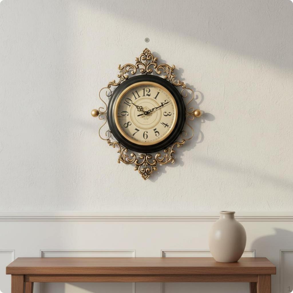Ornate European Wall Clock Read Vintage Black S