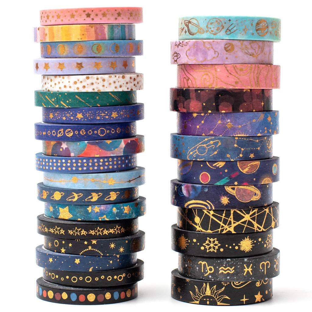 YUBX Masking Set of Nebula Washi Starry Gold Foil for DIY Gift and Decoration Tape, 30, Tape, Sky, Space, Stamping, Crafts, Journals, Planners,