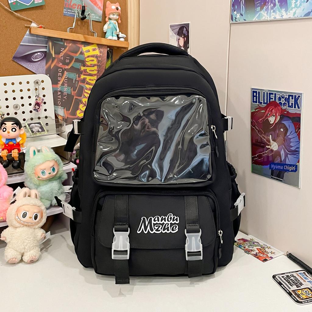 The schoolbag is fresh and cute, and the two-dimensional yuan bar is high school, high quality and large capacity.