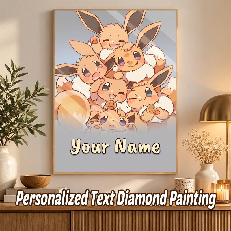 Eevee Custom Name Diamond Painting Personalized 5D Full Drill DIY Diamond Art Home Decor