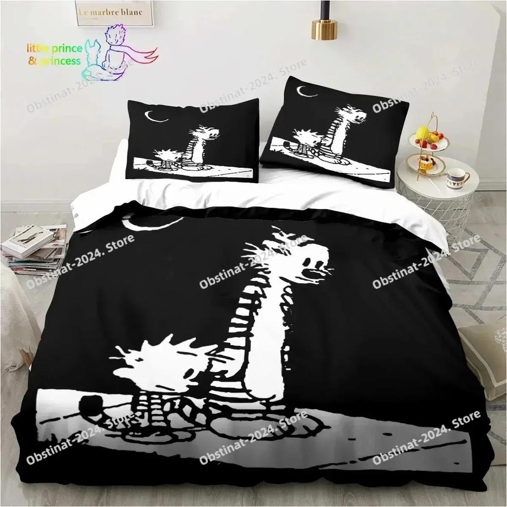 Top Calvin Hobbes 3D Bettwäsche-Set Gedruckte einzelne Decke Steppdecke Bettbezug Bettwäschebezug Kissenbezug 3-teilige Sets Kinder Erwachsene Größe