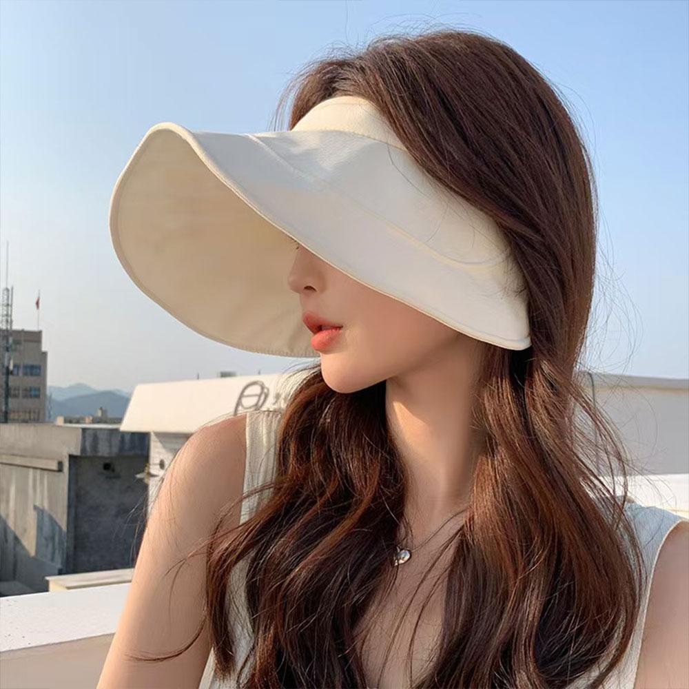Foldable Sun Hats For Women Wide Brim Empty Top Visor Cap Outdoor Uv Protection Female Adjustable Sunscreen Hat Sport Visors