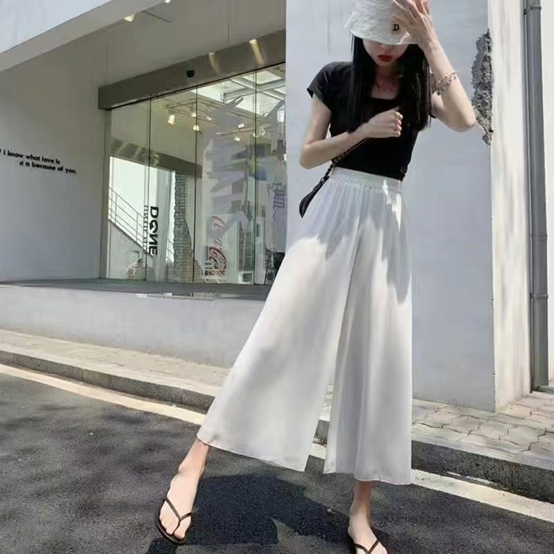 Casual Pants For Women With Metal Silk Fabric And Double Layer Design For Summer Comfort