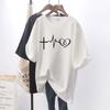 Plus Size  Girl T-shirt Women Slimming High Sense Tee Belly Covering Oversize O-neck Short Sleeve Top
