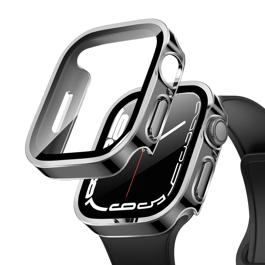 Glass+Waterproof Case for Apple Watch 7 8 9 45mm 41mm Screen Protector Hard PC Bumper for iWatch Series 6 5 4 SE 44mm 40mm Cover