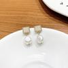 Französische Retro-Geometrische Perlenohrringe mit Vollzirkonia, Design-Ohrringe für Damen, Leichte Luxus-Ohrringe