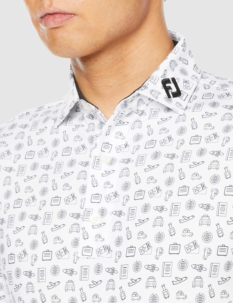 FootJoy Modern Classic Travel Print Short Sleeve Shirt, White, Men's XXL, 80434-XXL