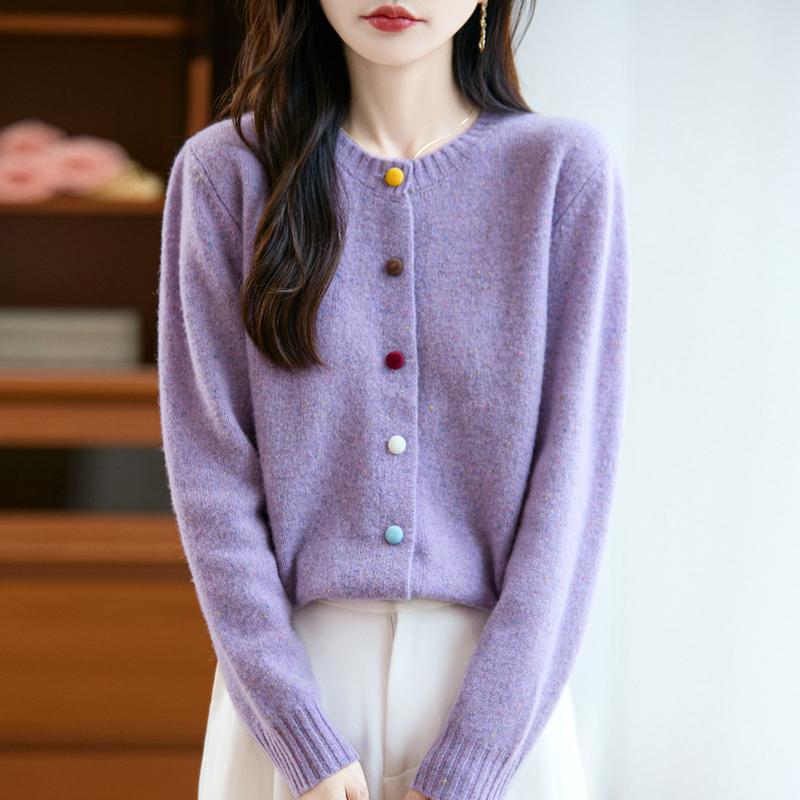 QingHe Cashmere Women's 30% Cashmere Cardigan - Soft & Warm Wool Blend Sweater