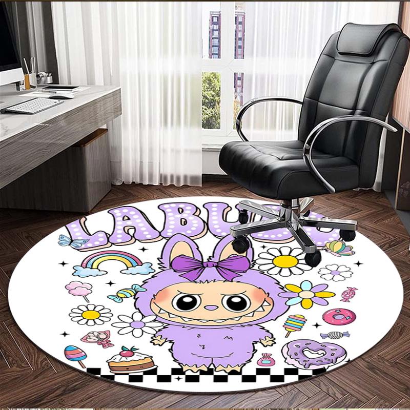 Labubu Print Round Rug, Washable Floor Carpet, For Entryway Dorm Laundry Room Office Study, Home Decor Birthday Christmas Gift