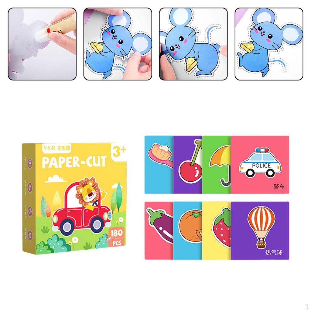 180 Pieces Paper Cutting Activity Set Craft Making Scissors Kit Art Painting DIY Project Material