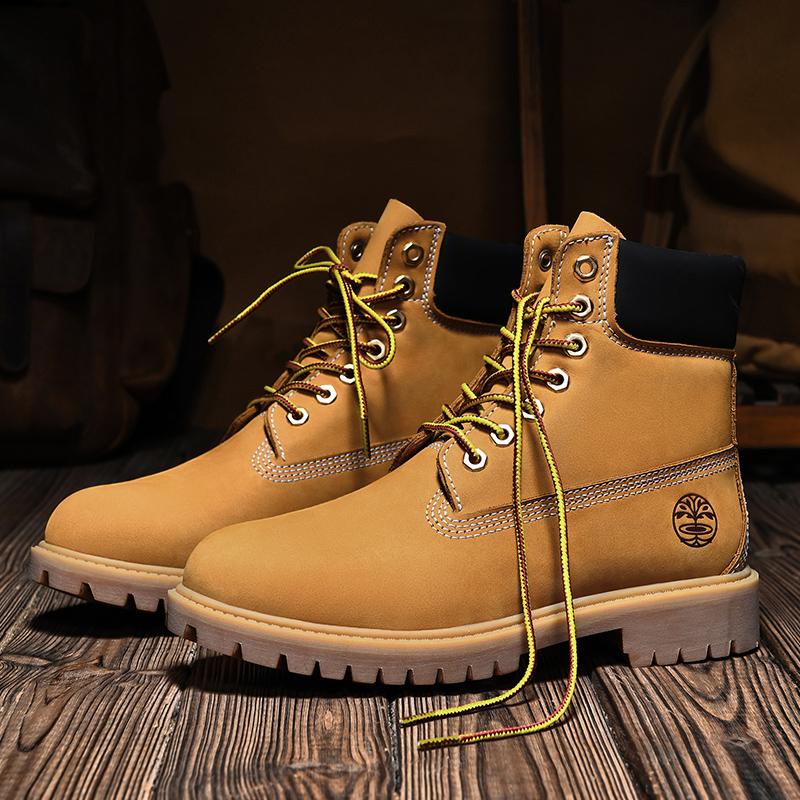 

Новые мужские ботинки Высокие мотоциклетные ботинки Модная обувь из коровьей кожи Повседневные уличные ботильоны Зимние ботинки Мужские кроссовки Большой размер 46 36 коричневый