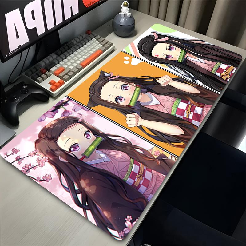 Mouse Pads Gaming Mousepad Kamado Nezuko Computer Desk Mat Office Keyboard Pad Carpet Anime Pc Gamer D-Demon Slayer Mouse Pad