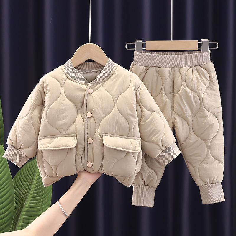 Korean Style Quilted Cotton Winter Jacket Set for Toddlers