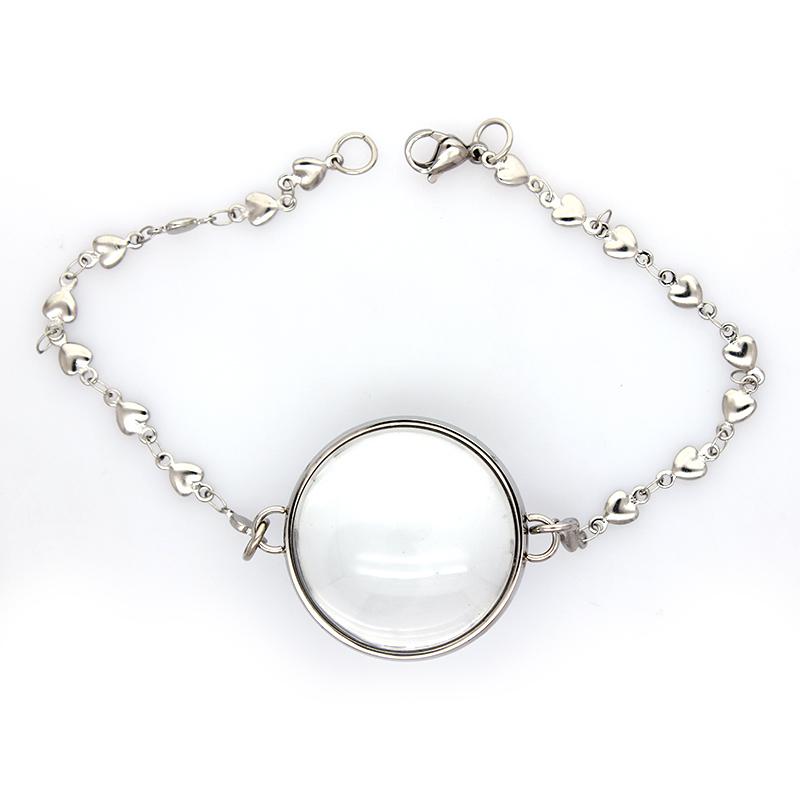 Edelstahl Doppel gekrümmtes Medaillon Armband Kette Glas Speicher Anhänger Schwimmendes Medaillon Armreif Füllbar DIY Schmuckherstellung