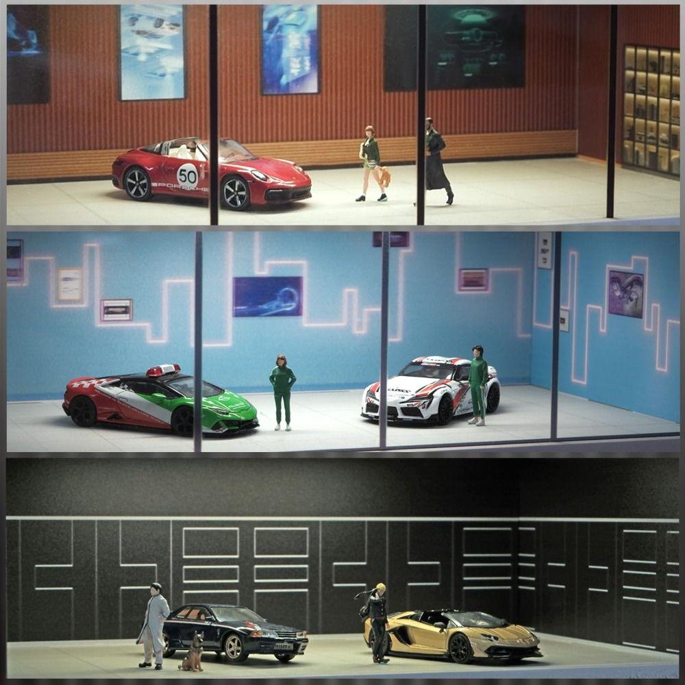Simulate Garage Scene Model Exhibition Hall Miniature Car Garage Car Model Showroom  Boys Gift