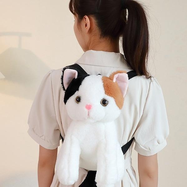 Simulation Three-Color Kitten Plush Backpack Casual Versatile Bag Birthday Gift