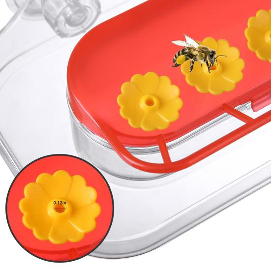 Kolibri-Futterspender für Fenster, starker Saugnapf, Kolibri-Futterspender mit 4 Futteröffnungen, Wasserstation für Vögel aus Kunststoff