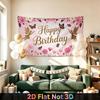 Party Backdrop Happy Birthday Birthday Floral Butterfly Photo Booth Background Front Door Decor