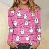 Women's Daily Casual Long-sleeved Flowers Printed Crew-neck Top