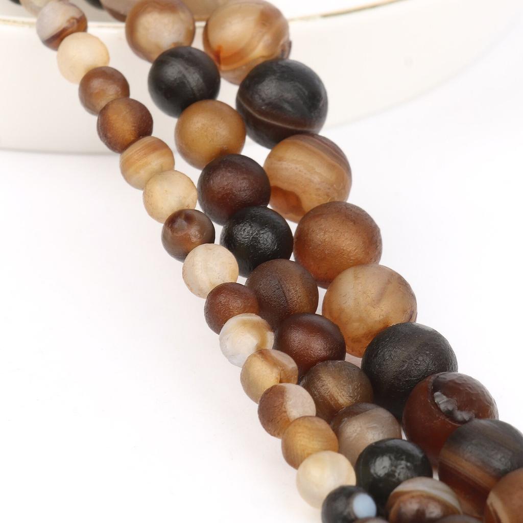 6/8/10mm Natural Stones Beads Coffee Gobi Agate Round Onyx Loose Spacer Beads for Jewelry Making DIY Bracelet Accessories 15inch