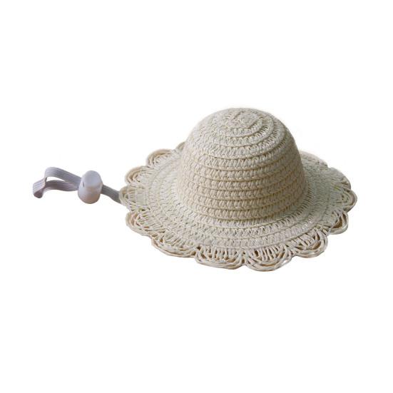 Шляпа-панама с волнистым краем для питомцев, Солнцезащитная шляпа для кошек с регулируемым ремешком, Летняя пляжная шляпа, Плетеная шляпа для защиты от солнца для маленьких собак и кошек