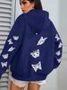 Creative Simple Butterfly Print Women's Hoodie with Pockets - Autumn/Winter Style Sweatshirt Top