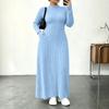 Damen Color Rippen Mock-Neck Kleid mit Taschen, Figurbetonter Taillenbetonung für den Alltag