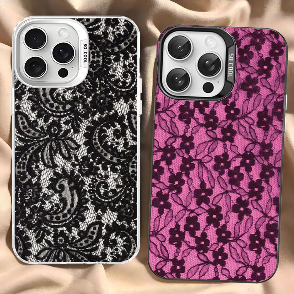 Lace Style Cool Girl Phone Case For IPhone 16 15 14 13 12 11 Pro Max X XR XSMAX 8 7 Plus Matte Shockproof Back Cover