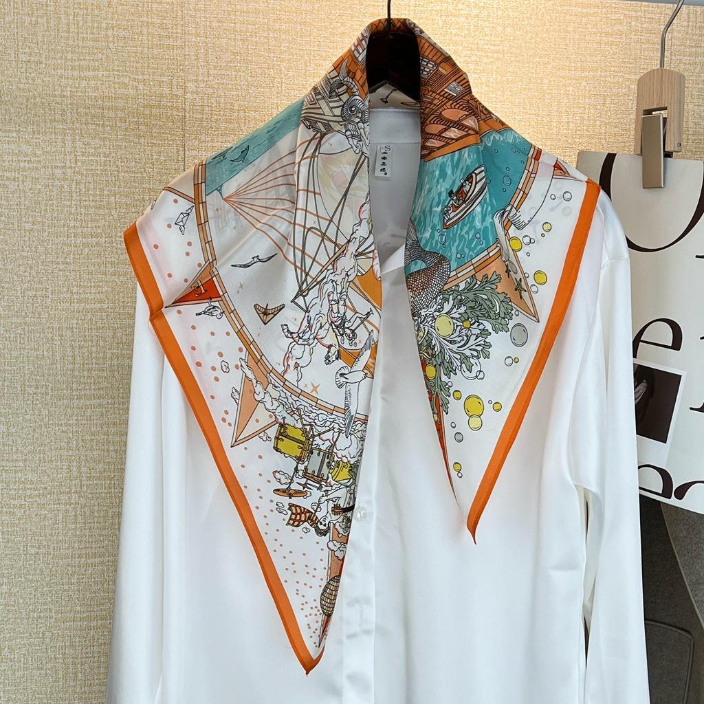 Hangzhou 100% eșarfă de mătase naturală reală pentru femei, bandană, eșarfe pătrate, eșarfe, eșarfă Mulberry, modă de lux de înaltă calitate, hijab