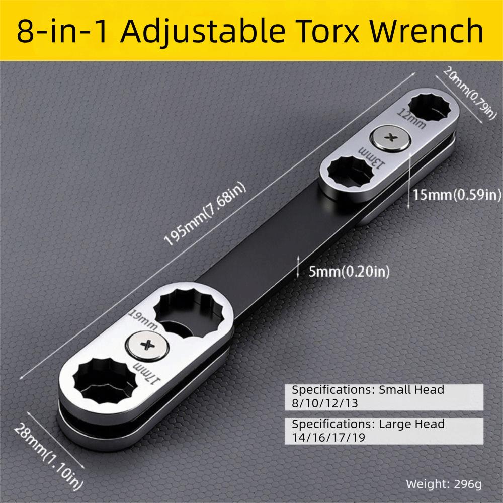 

Box Combination Plum Wrench 8-in-1 Multi-Size Adjustable Wrench Plumbing Repair Plum blossom wrench