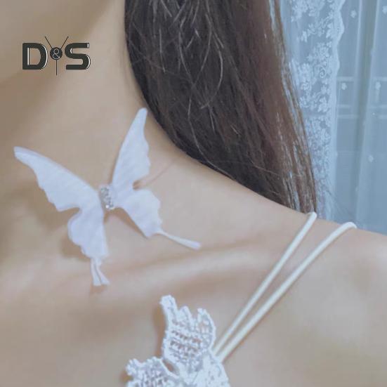 Schmetterlings-Halskette, Boho-Stil, unsichtbare Kette, Schmetterlingsfee-Halskette, transparente Angelschnur-Halskette für Frauen und Mädchen