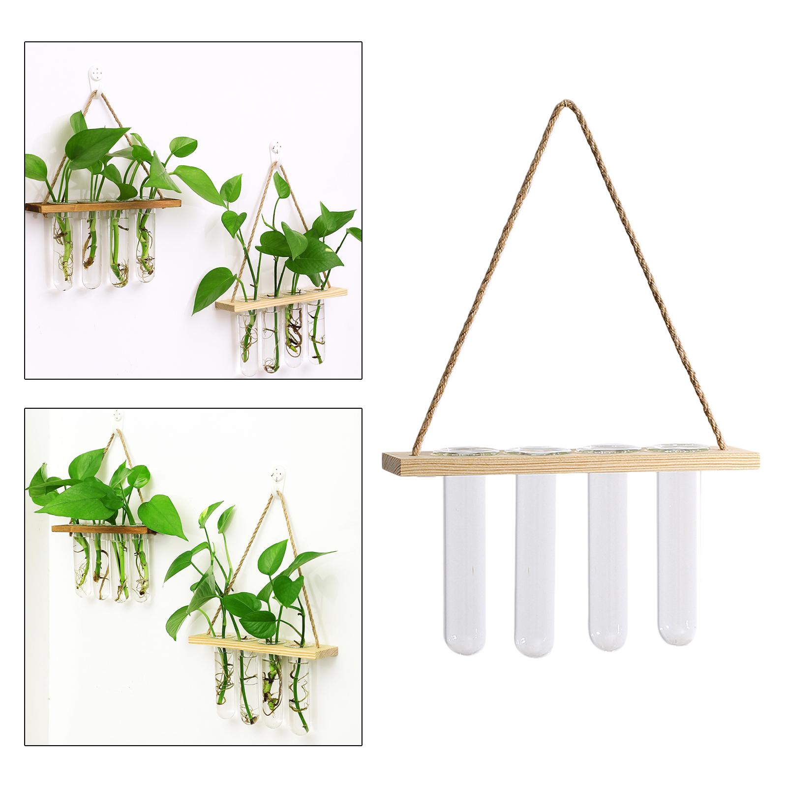 Wooden Frame Glass Test Tubes ing Vase Planter Bud Flower Terrarium Container for Home Office Living Room Decoration естественный