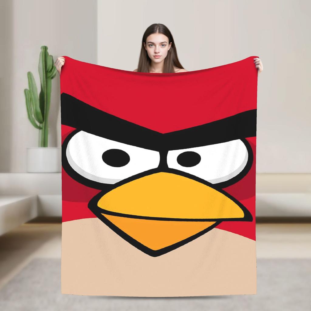 Coperta in Peluche Cartoon Angry Birds A-A per Bambine e Bambini Coperta Plaid in Flanella Morbida Qualità Personalizzata Copriletto Idea Regalo