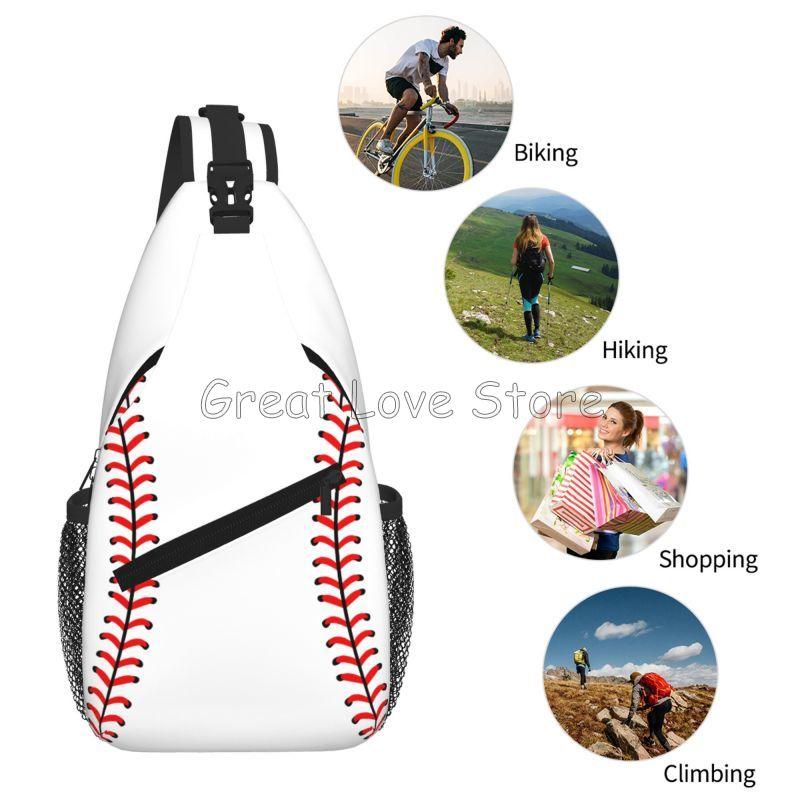 Baseball Sling Chest Bag for Women Men Sport Baseball Crossbody Backpack Unisex Travel Shoulder Bags Portable Waterproof Daypack