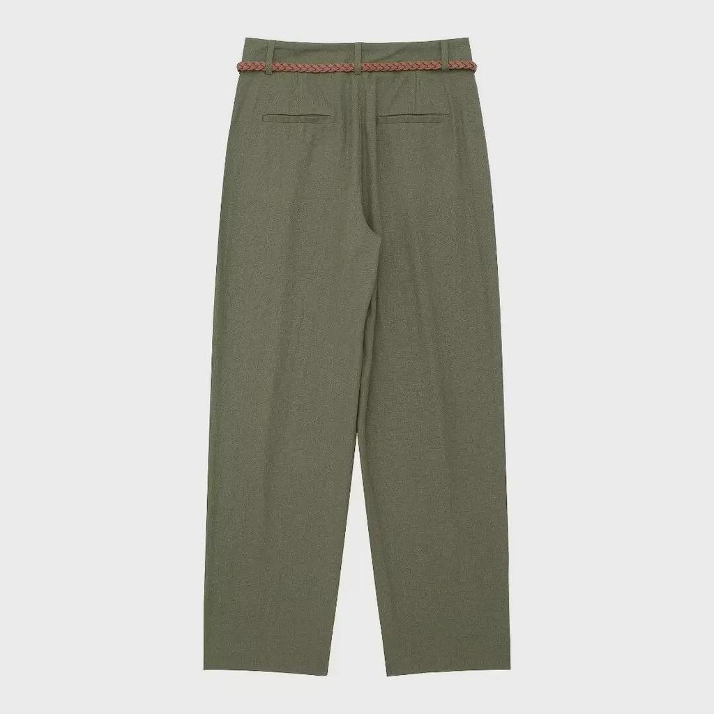 2024 Καλοκαίρι Ευρωπαϊκό & Αμερικάνικο Στυλ Ψηλόμεσο Λινό Μίγμα Ρετρό Ίσιο Παντελόνι για Γυναίκες