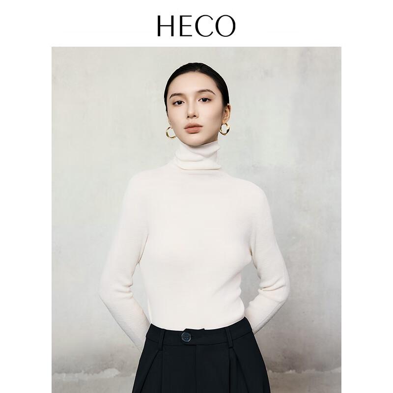 HECO Women s Solid High-Neck Wool Knit Sweater L