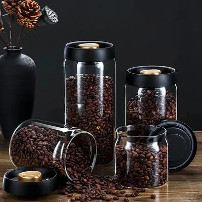 Coffee Beans Vacuum Sealed Jar, Transparent Glass Food Storage Jar, Household Moisture-proof and Airtight Container Mason Jars